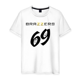 Мужская футболка хлопок с принтом Brazzers 69 в Кировске, 100% хлопок | прямой крой, круглый вырез горловины, длина до линии бедер, слегка спущенное плечо. | brazzers | ананизм | бразерс | браззерс | братья | звезда | мостурба | надпись | прикол | проно хуб | сайт | с