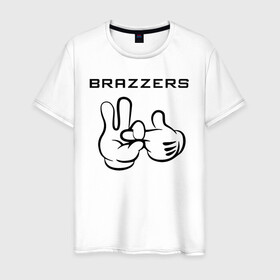 Мужская футболка хлопок с принтом Brazzers в Кировске, 100% хлопок | прямой крой, круглый вырез горловины, длина до линии бедер, слегка спущенное плечо. | brazzers | анани | бразерс | браззерс | братья | звезда | надпись | прикол | проно хуб | сайт | 