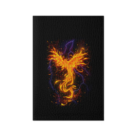 Обложка для паспорта матовая кожа с принтом Phoenix в Кировске, натуральная матовая кожа | размер 19,3 х 13,7 см; прозрачные пластиковые крепления | beast | bird | creature | fire | flame | myth | mythical | phoenix | space | зверь | космос | миф | мифические | мифическое | огонь | пламя | птица | существо | феникс