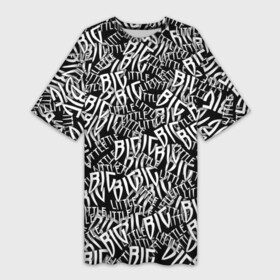 Платье-футболка 3D с принтом Little Big в Кировске,  |  | littlebig | skibidi | биг | большой | литл | литлбиг | лого | маленький | паттрен | скибиди | черно белый