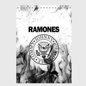 Скетчбук с принтом RAMONES в Кировске, 100% бумага
 | 48 листов, плотность листов — 100 г/м2, плотность картонной обложки — 250 г/м2. Листы скреплены сверху удобной пружинной спиралью | Тематика изображения на принте: america | ramones | rock | usa | америка | джонни рамон | джоуи рамон | ди ди рамон | клем бурк | кристофер уорд | марки рамон | рамоунз | ричи рамон | рок | сша | томми рамон