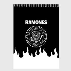 Скетчбук с принтом RAMONES в Кировске, 100% бумага
 | 48 листов, плотность листов — 100 г/м2, плотность картонной обложки — 250 г/м2. Листы скреплены сверху удобной пружинной спиралью | Тематика изображения на принте: america | ramones | rock | usa | америка | джонни рамон | джоуи рамон | ди ди рамон | клем бурк | кристофер уорд | марки рамон | рамоунз | ричи рамон | рок | сша | томми рамон