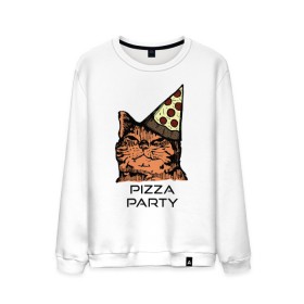 Мужской свитшот хлопок с принтом PIZZA PARTY в Кировске, 100% хлопок |  | party | pizza | pizza party | time | арт | веселье | время | для детей | животные | картинка | кот | котик | котики | пицца | пиццы | рисунок | рыжий кот