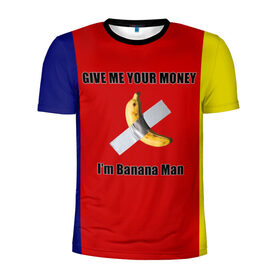 Мужская футболка 3D спортивная с принтом Give Me Your Money x Go Bananas в Кировске, 100% полиэстер с улучшенными характеристиками | приталенный силуэт, круглая горловина, широкие плечи, сужается к линии бедра | banana man | little big | банан | банан скотч | ильич | илья прусикин | литл биг | литтл биг