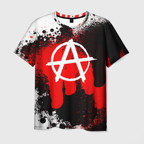 Мужская футболка 3D с принтом АНАРХИЯ в Кировске, 100% полиэфир | прямой крой, круглый вырез горловины, длина до линии бедер | anarchy | анархия | анархо коммунизм | граффити | символ | стена | череп