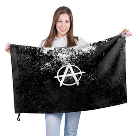 Флаг 3D с принтом АНАРХИЯ в Кировске, 100% полиэстер | плотность ткани — 95 г/м2, размер — 67 х 109 см. Принт наносится с одной стороны | anarchy | анархия | анархо коммунизм | граффити | символ | стена | череп