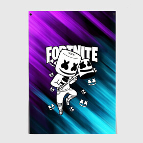 Постер с принтом FORTNITE X MARSHMELLO в Кировске, 100% бумага
 | бумага, плотность 150 мг. Матовая, но за счет высокого коэффициента гладкости имеет небольшой блеск и дает на свету блики, но в отличии от глянцевой бумаги не покрыта лаком | fortnite | fortnite 2 | fortnite x | ikonik | marshmello | ninja | ninja streamer | иконик | маршмелло | ниндзя | фортнайт | фортнайт 2 | фортнайт глава 2