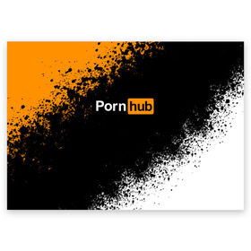 Поздравительная открытка с принтом PORNHUB в Кировске, 100% бумага | плотность бумаги 280 г/м2, матовая, на обратной стороне линовка и место для марки
 | brand | brazzers | hub | mode | бразерс | бренд | мода