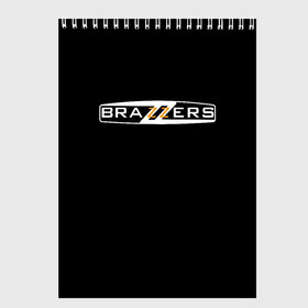 Скетчбук с принтом BRAZZERS в Кировске, 100% бумага
 | 48 листов, плотность листов — 100 г/м2, плотность картонной обложки — 250 г/м2. Листы скреплены сверху удобной пружинной спиралью | brand | brazzers | fake taxi | faketaxi | hub | mode | playboy | бразерс | бренд | мода | фейк такси