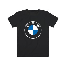 Детская футболка хлопок с принтом BMW LOGO 2020 в Кировске, 100% хлопок | круглый вырез горловины, полуприлегающий силуэт, длина до линии бедер | bmw | bmw motorsport | bmw performance | carbon | m | motorsport | performance | sport | бмв | карбон | моторспорт | спорт