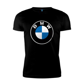 Мужская футболка премиум с принтом BMW LOGO 2020 в Кировске, 92% хлопок, 8% лайкра | приталенный силуэт, круглый вырез ворота, длина до линии бедра, короткий рукав | bmw | bmw motorsport | bmw performance | carbon | m | motorsport | performance | sport | бмв | карбон | моторспорт | спорт
