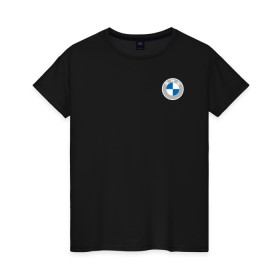 Женская футболка хлопок с принтом BMW LOGO 2020 в Кировске, 100% хлопок | прямой крой, круглый вырез горловины, длина до линии бедер, слегка спущенное плечо | bmw | bmw performance | m | motorsport | performance | бмв | бэха | моторспорт