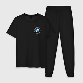 Мужская пижама хлопок с принтом BMW LOGO 2020 в Кировске, 100% хлопок | брюки и футболка прямого кроя, без карманов, на брюках мягкая резинка на поясе и по низу штанин
 | Тематика изображения на принте: bmw | bmw motorsport | bmw performance | carbon | m | motorsport | performance | sport | бмв | карбон | моторспорт | спорт