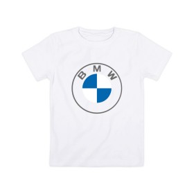 Детская футболка хлопок с принтом BMW LOGO 2020 в Кировске, 100% хлопок | круглый вырез горловины, полуприлегающий силуэт, длина до линии бедер | bmw | bmw motorsport | bmw performance | carbon | m | motorsport | performance | sport | бмв | карбон | моторспорт | спорт