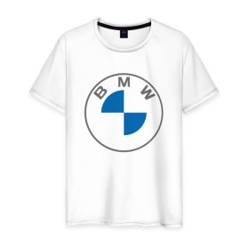 Мужская футболка хлопок с принтом BMW LOGO 2020 в Кировске, 100% хлопок | прямой крой, круглый вырез горловины, длина до линии бедер, слегка спущенное плечо. | Тематика изображения на принте: bmw | bmw motorsport | bmw performance | carbon | m | motorsport | performance | sport | бмв | карбон | моторспорт | спорт