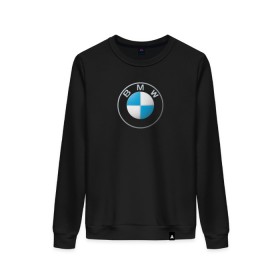 Женский свитшот хлопок с принтом BMW LOGO 2020 в Кировске, 100% хлопок | прямой крой, круглый вырез, на манжетах и по низу широкая трикотажная резинка  | bmw | bmw motorsport | bmw performance | carbon | m | motorsport | performance | sport | бмв | карбон | моторспорт | спорт