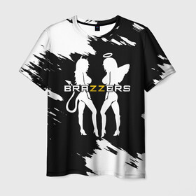 Мужская футболка 3D с принтом Brazzers в Кировске, 100% полиэфир | прямой крой, круглый вырез горловины, длина до линии бедер | brazzers | ана | ангел | бразерс | браззерс | братья | демон | звезда | надпись | прикол | проно хуб | сайт | 