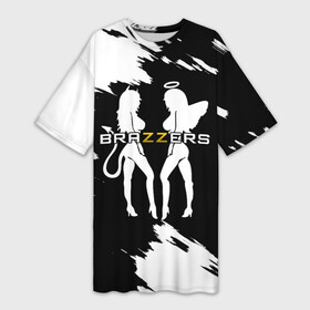 Платье-футболка 3D с принтом Brazzers в Кировске,  |  | brazzers | ана | ангел | бразерс | браззерс | братья | демон | звезда | надпись | прикол | проно хуб | сайт | 