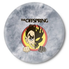 Значок с принтом The Offspring в Кировске,  металл | круглая форма, металлическая застежка в виде булавки | dexter holland | music | offspring | rock | альтернативный рок | декстер холланд | музыка | отпрыск | офф спринг | оффспринг | панк рок | поп панк | рок | скейт панк