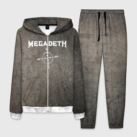 Мужской костюм 3D с принтом Megadeth в Кировске, 100% полиэстер | Манжеты и пояс оформлены тканевой резинкой, двухслойный капюшон со шнурком для регулировки, карманы спереди | dave mustaine | megadeth | music | rock | дирк вербурен | дэвид эллефсон | дэйв мастейн | кико лоурейро | мегадеф | музыка | рок | трэш метал | хард рок | хеви метал