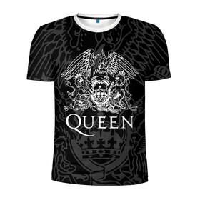 Мужская футболка 3D спортивная с принтом QUEEN в Кировске, 100% полиэстер с улучшенными характеристиками | приталенный силуэт, круглая горловина, широкие плечи, сужается к линии бедра | queen | rock | we will rock you | брайан мэи | группа queen | группа квин | джон дикон | квин | королева | король | роджер тейлор | рок | фредди меркьюри