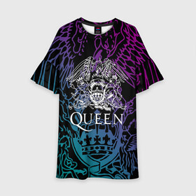 Детское платье 3D с принтом QUEEN | Freddie Mercury (Z) в Кировске, 100% полиэстер | прямой силуэт, чуть расширенный к низу. Круглая горловина, на рукавах — воланы | queen | rock | we will rock you | брайан мэи | группа queen | группа квин | джон дикон | квин | королева | король | роджер тейлор | рок | фредди меркьюри