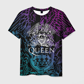 Мужская футболка 3D с принтом QUEEN в Кировске, 100% полиэфир | прямой крой, круглый вырез горловины, длина до линии бедер | queen | rock | we will rock you | брайан мэи | группа queen | группа квин | джон дикон | квин | королева | король | роджер тейлор | рок | фредди меркьюри