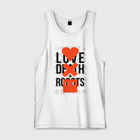 Мужская майка хлопок с принтом LOVE DEATH ROBOTS (LDR) в Кировске, 100% хлопок |  | death | fantastic | future | ldr | love | love death and robots | love death robots | netflix | robots | sci fi | будущее | лдр | любовь | нетфликс | роботы | фантастика
