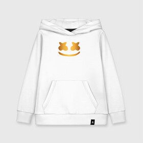 Детская толстовка хлопок с принтом Marshmello gold в Кировске, 100% хлопок | Круглый горловой вырез, эластичные манжеты, пояс, капюшен | christopher comstock | cool | dj | edm | gold | golden | marshmello | marshmellow | градиент | градиентный | диджей | зефир | золото | золотой | кристофер комсток | музыка | музыкант