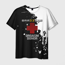 Мужская футболка 3D с принтом Brazzers orgasm donor	 в Кировске, 100% полиэфир | прямой крой, круглый вырез горловины, длина до линии бедер | brazzers | ананизм | бразерс | браззерс | братья | звезда | мостурба | надпись | прикол | проно хуб | сайт | с