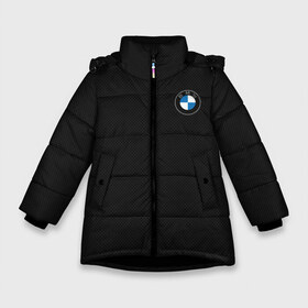 Зимняя куртка для девочек 3D с принтом BMW 2020 Carbon Fiber в Кировске, ткань верха — 100% полиэстер; подклад — 100% полиэстер, утеплитель — 100% полиэстер. | длина ниже бедра, удлиненная спинка, воротник стойка и отстегивающийся капюшон. Есть боковые карманы с листочкой на кнопках, утяжки по низу изделия и внутренний карман на молнии. 

Предусмотрены светоотражающий принт на спинке, радужный светоотражающий элемент на пуллере молнии и на резинке для утяжки. | auto | bmw | bmw 2020 | bmw logo 2020 | carbon | carbon fiber big | hermany | бмв | бмв 2020 | бмв лого 2020 | бмв новое лого | карбон | корбон | лагатип | логатип бмв | логотип