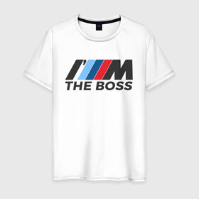 Мужская футболка хлопок с принтом BMW THE BOSS в Кировске, 100% хлопок | прямой крой, круглый вырез горловины, длина до линии бедер, слегка спущенное плечо. | bmw | bmw performance | m | motorsport | performance | бмв | бэха | моторспорт