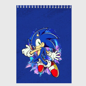 Скетчбук с принтом Sonic в Кировске, 100% бумага
 | 48 листов, плотность листов — 100 г/м2, плотность картонной обложки — 250 г/м2. Листы скреплены сверху удобной пружинной спиралью | sega | sonic | видеоигры | синий ёж | соник | супер ёж
