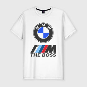 Мужская футболка хлопок Slim с принтом BMW BOSS в Кировске, 92% хлопок, 8% лайкра | приталенный силуэт, круглый вырез ворота, длина до линии бедра, короткий рукав | bmw | bmw performance | m | motorsport | performance | бмв | бэха | моторспорт