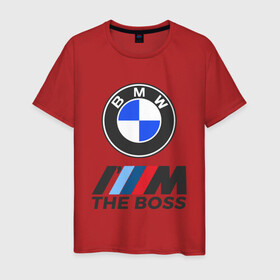 Мужская футболка хлопок с принтом BMW BOSS | БМВ БОСС в Кировске, 100% хлопок | прямой крой, круглый вырез горловины, длина до линии бедер, слегка спущенное плечо. | bmw | bmw performance | m | motorsport | performance | бмв | бэха | моторспорт