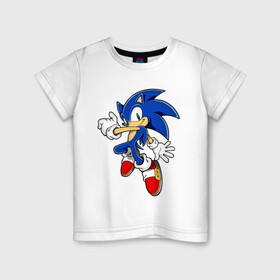 Детская футболка хлопок с принтом Sonic в Кировске, 100% хлопок | круглый вырез горловины, полуприлегающий силуэт, длина до линии бедер | Тематика изображения на принте: доктор эггман | ёж соник | соник | соник в кино