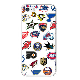 Чехол для iPhone 5/5S матовый с принтом NHL PATTERN в Кировске, Силикон | Область печати: задняя сторона чехла, без боковых панелей | anaheim ducks | arizona coyotes | boston bruins | buffalo sabres | calgary flames | canadiens de montreal | carolina hurricanes | chicago blackhawks | colorado avalanche | columbus blue jackets | dallas stars | detroit red wings | edmonton oil | hockey | 