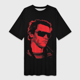 Платье-футболка 3D с принтом The Terminator 1984 в Кировске,  |  | 1984 | 84 | skynet | terminator | арни | арнольд | арт | железный | киборг | красный | первый | скайнет | теминатор один | терминатор | терминатор 1 | шварценеггер | шварцнеггер