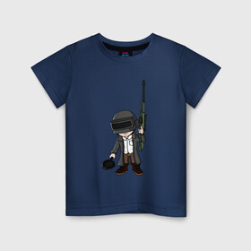 Детская футболка хлопок с принтом PUBG в Кировске, 100% хлопок | круглый вырез горловины, полуприлегающий силуэт, длина до линии бедер | игра | игрок | игры | оружие | пабг | пубг | сковородка | сковородка пабг | сковородка пубг | солдат | человечки | чибики