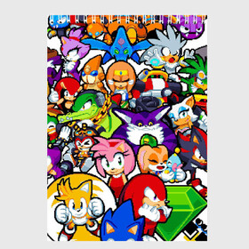 Скетчбук с принтом Sonic Pixel Friends в Кировске, 100% бумага
 | 48 листов, плотность листов — 100 г/м2, плотность картонной обложки — 250 г/м2. Листы скреплены сверху удобной пружинной спиралью | 8 bit | game | pixel | pixelart | sega | sonic | битный | игра | пиксели | сега | соник