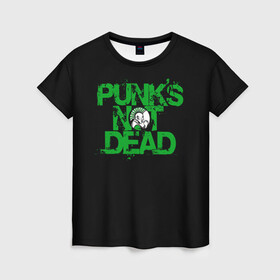 Женская футболка 3D с принтом Punks Not Dead в Кировске, 100% полиэфир ( синтетическое хлопкоподобное полотно) | прямой крой, круглый вырез горловины, длина до линии бедер | art | punk | punks not dead | rock | sons of anarchy | анархия | арт | группа | егор летов | логотип | музыка | надпись | панк | панк рок | прикольная | рок | свобода | хаос
