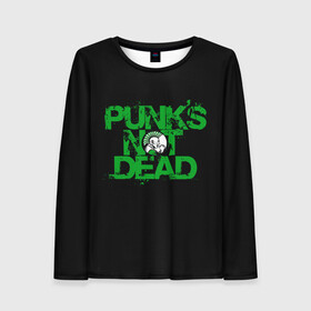 Женский лонгслив 3D с принтом Punks Not Dead в Кировске, 100% полиэстер | длинные рукава, круглый вырез горловины, полуприлегающий силуэт | art | punk | punks not dead | rock | sons of anarchy | анархия | арт | группа | егор летов | логотип | музыка | надпись | панк | панк рок | прикольная | рок | свобода | хаос