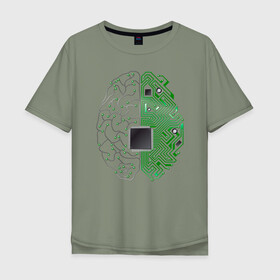 Мужская футболка хлопок Oversize с принтом Программист в Кировске, 100% хлопок | свободный крой, круглый ворот, “спинка” длиннее передней части | айтишник | голова | ии | кодер | компьютер | микросхема | мозг | парню | прикольная | программирование | программист | профессия | процессор | специальность | хобби | цп