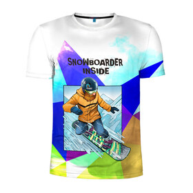 Мужская футболка 3D спортивная с принтом Сноуборд в Кировске, 100% полиэстер с улучшенными характеристиками | приталенный силуэт, круглая горловина, широкие плечи, сужается к линии бедра | Тематика изображения на принте: snowboard | активный отдых | бородач | горы | доска | снег | сноуборд | сноубордист