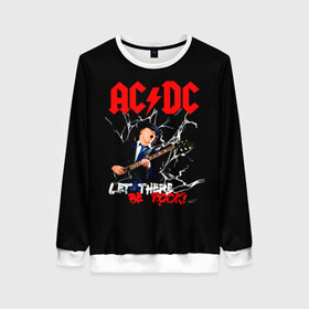 Женский свитшот 3D с принтом AC/DC let there be rock! в Кировске, 100% полиэстер с мягким внутренним слоем | круглый вырез горловины, мягкая резинка на манжетах и поясе, свободная посадка по фигуре | Тематика изображения на принте: ac dc | acdc | acdc ас дс | angus | back in black | highway to hell | mckinnon | young | австралийская | ангус янг | ас дс | асдс | блюз | в форме | гитара | группа | крис слэйд | метал | молния | музыка | п | певец | рок | рок н ролл