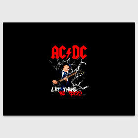 Поздравительная открытка с принтом AC/DC let there be rock! в Кировске, 100% бумага | плотность бумаги 280 г/м2, матовая, на обратной стороне линовка и место для марки
 | ac dc | acdc | acdc ас дс | angus | back in black | highway to hell | mckinnon | young | австралийская | ангус янг | ас дс | асдс | блюз | в форме | гитара | группа | крис слэйд | метал | молния | музыка | п | певец | рок | рок н ролл
