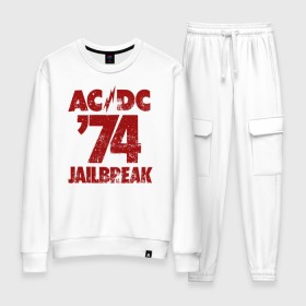 Женский костюм хлопок с принтом AC/DC 74 jailbreak в Кировске, 100% хлопок | на свитшоте круглая горловина, мягкая резинка по низу. Брюки заужены к низу, на них два вида карманов: два 