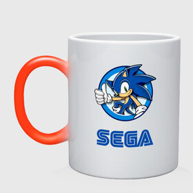 Кружка хамелеон с принтом SONIC SEGA. в Кировске, керамика | меняет цвет при нагревании, емкость 330 мл | game | sega | sonic | sonic the hedgehog | видеоигра | доктор эггман | звуковой | игра | со скоростью звука | соник | соник в кино