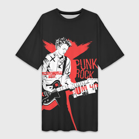 Платье-футболка 3D с принтом Punk rock в Кировске,  |  | order in decline | punk | punk rock | rock | sum 41 | sum41 | марк спиколак | панк рок | поп панк | рок | рок группа | сам фоти уан
