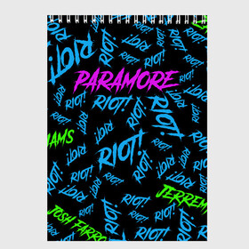 Скетчбук с принтом Paramore RIOT! в Кировске, 100% бумага
 | 48 листов, плотность листов — 100 г/м2, плотность картонной обложки — 250 г/м2. Листы скреплены сверху удобной пружинной спиралью | hayley williams | music | paramore | rock | альтернативный рок | зак фарро | музыка | панк рок | парамор | поп панк | поп рок | рок | тейлор йорк | хейли уильямс